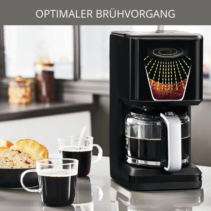 Cafetieră Krups Smart'N Light cu cronometru, pentru 1,25 litri de cafea cu filtru, funcție de menținere la cald, oprire automată, negru, KM600810