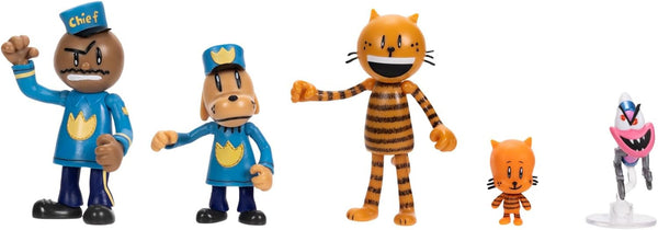 Dog Man Movie Action Figure Multipack Set de la Jakks Pacific, include figuri mobile de 6 cm - jucării inspirate din film, Lil Petey, Petey, Chief și Flippy!