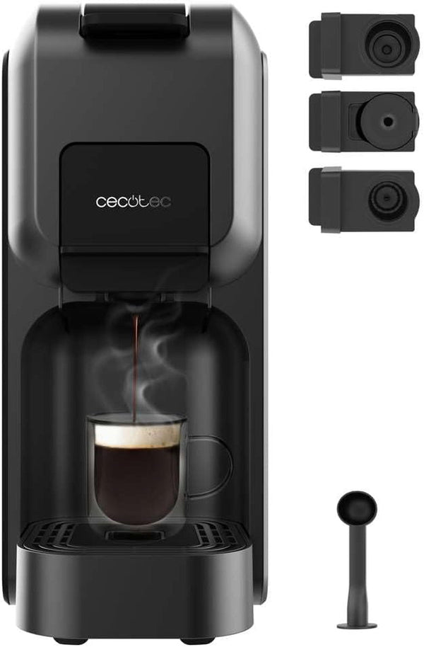Aparat pentru capsule Cecotec Freestyle Compact Black. 1350W, încălzire termoblock, tehnologie Forcearoma 20 bar, espressor 4 în 1. Potrivit pentru cafea măcinată, Dolce Gusto, Nespresso și K-Fee