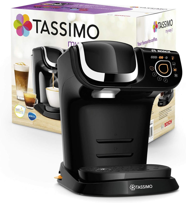 Aparat de cafea cu capsule Tassimo My Way 2 TAS6502 de la Bosch, Cu filtru de apă, Peste 70 de băuturi, Personalizare, Complet automat, Preparare ușoară, 1.500 wați, 1,3 litri, Negru