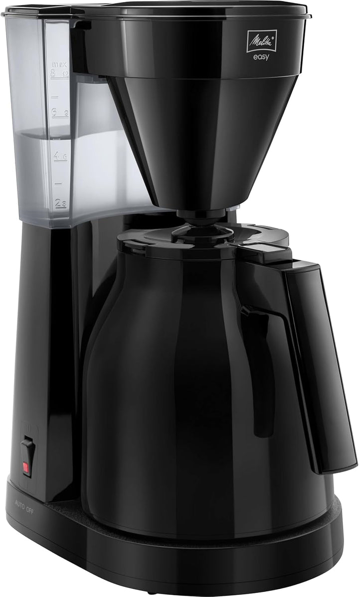 Melitta Easy - Cafetiera cu filtru pivotant detașabil, filtru de cafea cu ulcior din sticlă și opritor de picurare, pentru până la 10 cești de cafea, negru