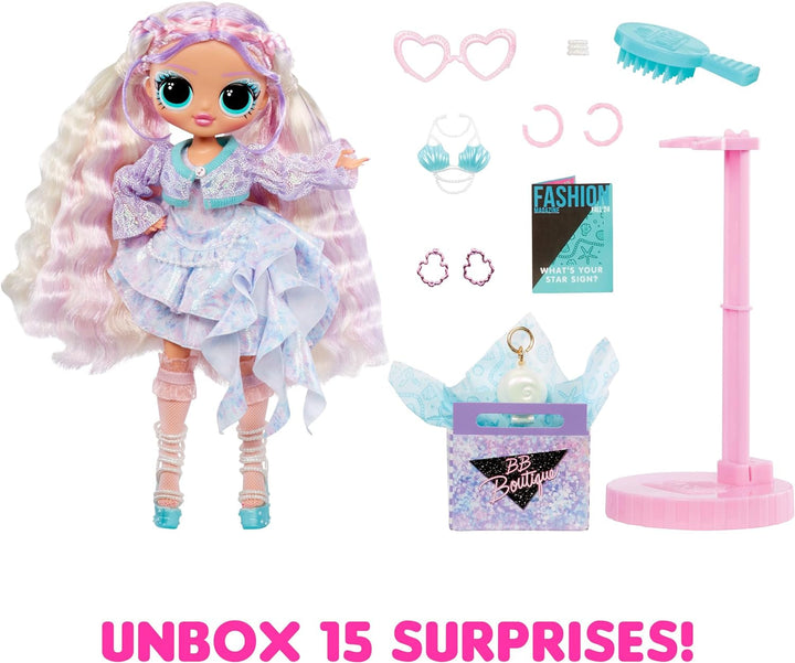 L.O.L. Surpriză! OMG Fashion Doll Pearla cu 15 surprize - păpușă cu modă și accesorii în stil sirenă - pentru copii de la 4 ani