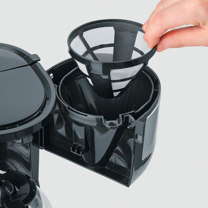 SEVERIN filtru de cafea compact, cafea aromată cu filtru de cafea pentru până la 4 cești, filtru de cafea cu filtru pivotant permanent, oțel inoxidabil / negru, KA 4808