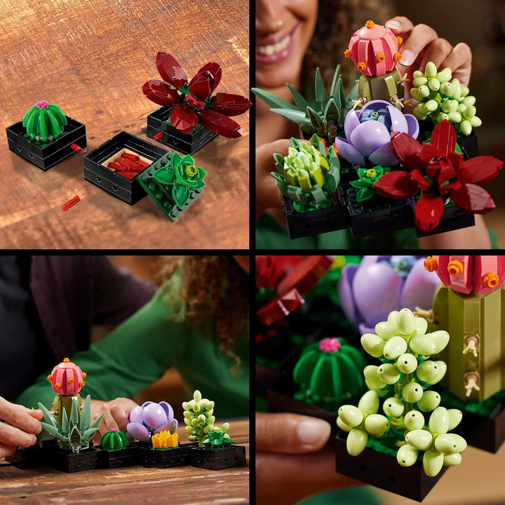 LEGO Botanicals Succulents - Set de construcție flori artificiale pentru adulți - Set de construcție buchet de flori - Hobby creativ și decorațiuni pentru casă - Idee de cadou pentru femei și bărbați - Colecție botanică (9 plante) 10309