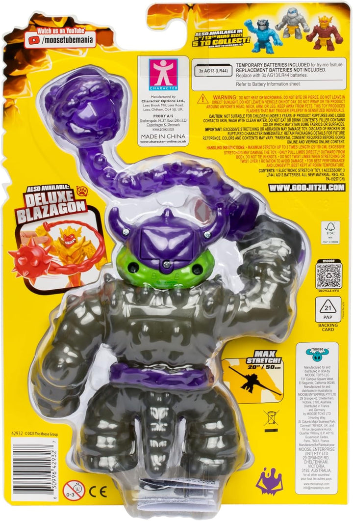 Heroes of Goo Jit Zu Stretch Strikers Deluxe Hero Pack Rock Jaw, figură de acțiune extensibilă cu peste 20 de unelte de luptă grozave