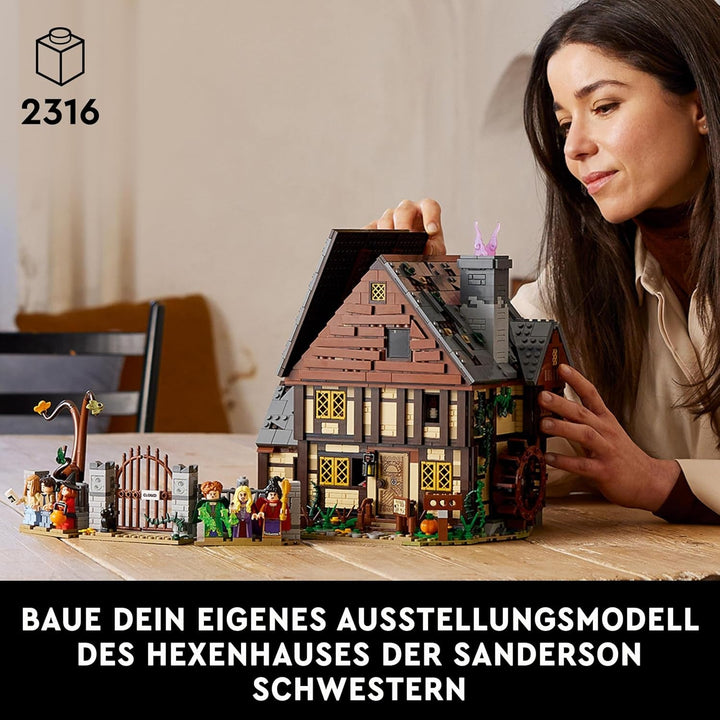 LEGO Ideas Hocus Pocus: Setul casei vrăjitoarelor surorilor Sanderson, kit de colecție pentru adulți cu casă, 6 minifigurine și accesorii, femei și bărbați 21341