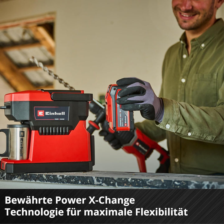 Cafetieră fără fir Einhell TE-CF 18 Li-Solo Power X-Change (18 V, Rezervor de apă 240 ml, Pentru cafea cu filtru și doze de cafea, Mâner de transport, Inclusiv ceașcă de cafea cu capac, Fără baterie)
