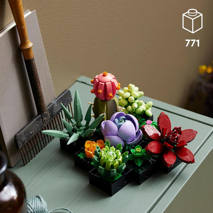 LEGO Botanicals Succulents - Set de construcție flori artificiale pentru adulți - Set de construcție buchet de flori - Hobby creativ și decorațiuni pentru casă - Idee de cadou pentru femei și bărbați - Colecție botanică (9 plante) 10309