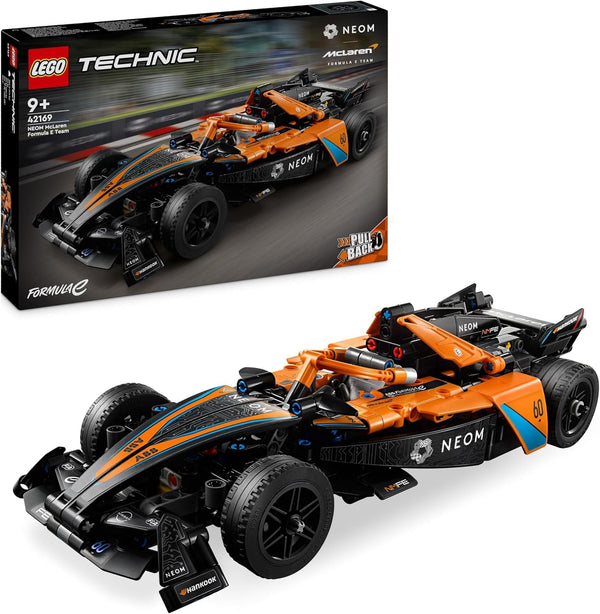 Mașină de curse LEGO Technic NEOM Mclaren Formula E, jucărie cu mașină de curse pentru copii de la 9 ani, băieți și fete, kit de mașină model, decor pentru camera copiilor, idee de cadou pentru ziua de naștere 42169