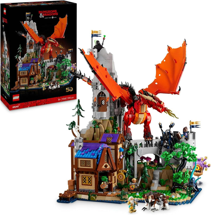 LEGO Ideas Dungeons & Dragons: The Saga of the Red Dragon, Set de construcție pentru adulți, Idei de cadouri Dungeons and Dragons pentru fani, Set de construcție Fantasy, Activitate creativă 21348