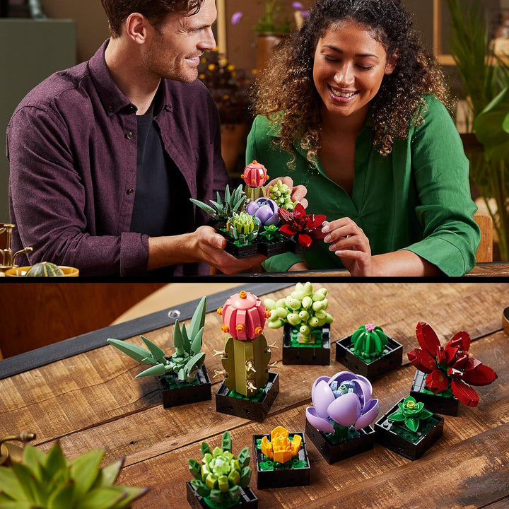 LEGO Botanicals Succulents - Set de construcție flori artificiale pentru adulți - Set de construcție buchet de flori - Hobby creativ și decorațiuni pentru casă - Idee de cadou pentru femei și bărbați - Colecție botanică (9 plante) 10309
