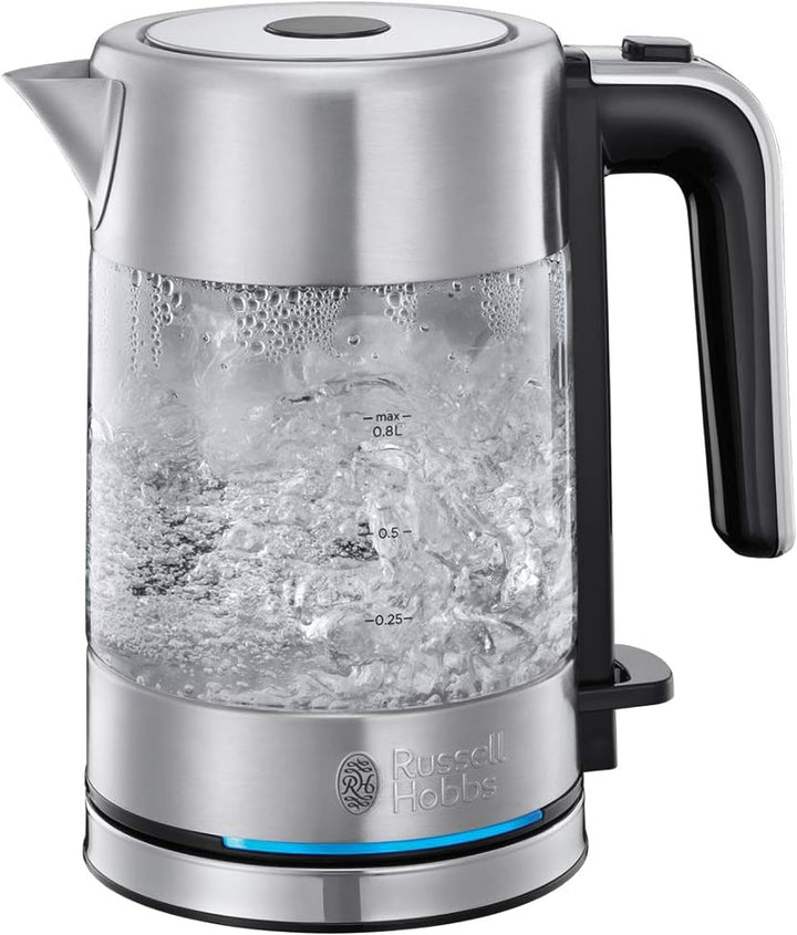Russell Hobbs Cafetiera Mini [Cap efervescent pentru extracție optimă și aromă] Compact (Max 5 cești, 0.6L ulcior din sticlă, incl filtru permanent, placă de încălzire) Cafetieră cu filtru compact 24210-56