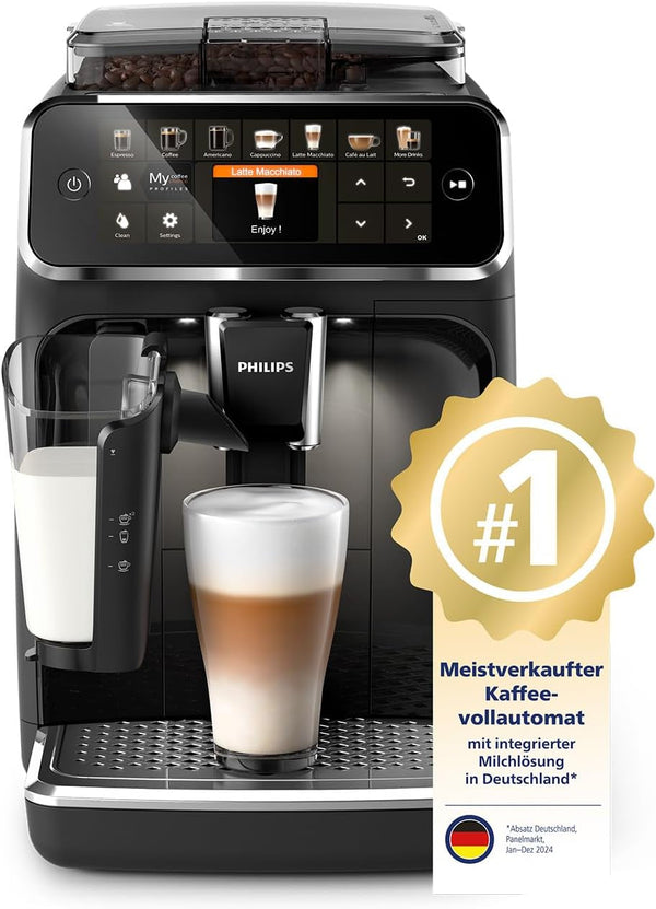 Aparat de cafea Philips seria 5400 - Bucură-te de 12 băuturi, Lattego cu curățare rapidă, Afișaj Tft intuitiv, Setări de cafea personalizabile, Design de bucătărie premium (EP5441/50)