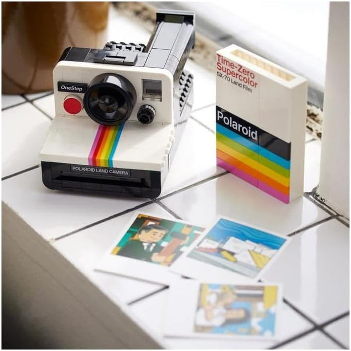 Set aparat foto LEGO Ideas Polaroid Onestep SX-70 pentru adulți, de colecție cu detalii autentice, activitate creativă, cadouri de fotografie pentru femei, bărbați, el, ea și adolescenți 21345