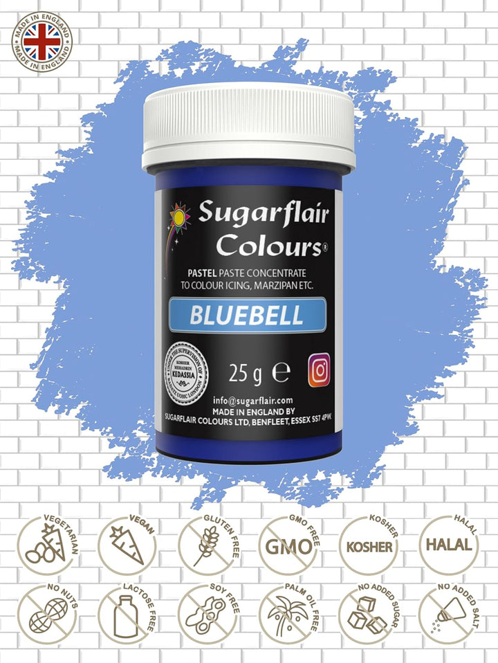 Sugarflair Lebensmittelfarbe Pasta Pastel Glockenblumeblue, Pasta Lebensmittel Farbe Für Fondant Und Marzipan, Spectral Concentrated Paste Colours - 25G