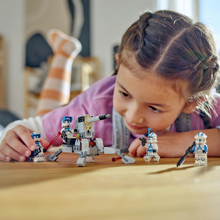LEGO 75345 Star Wars 501St Clone Troopers Battle Pack Set cu vehicule și 4 figurine, jucărie construibilă cu tun AV-7 anti-vehicul și trăgător cu arc