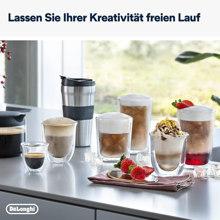 De'Longhi Eletta Explore ECAM452.57.G Aparat de cafea complet automat cu sistem de lapte Lattecrema, Băuturi calde și reci la apăsarea unui buton, Ecran color TFT tactil de 3,5 inch, Cafetieră inclusă, negru