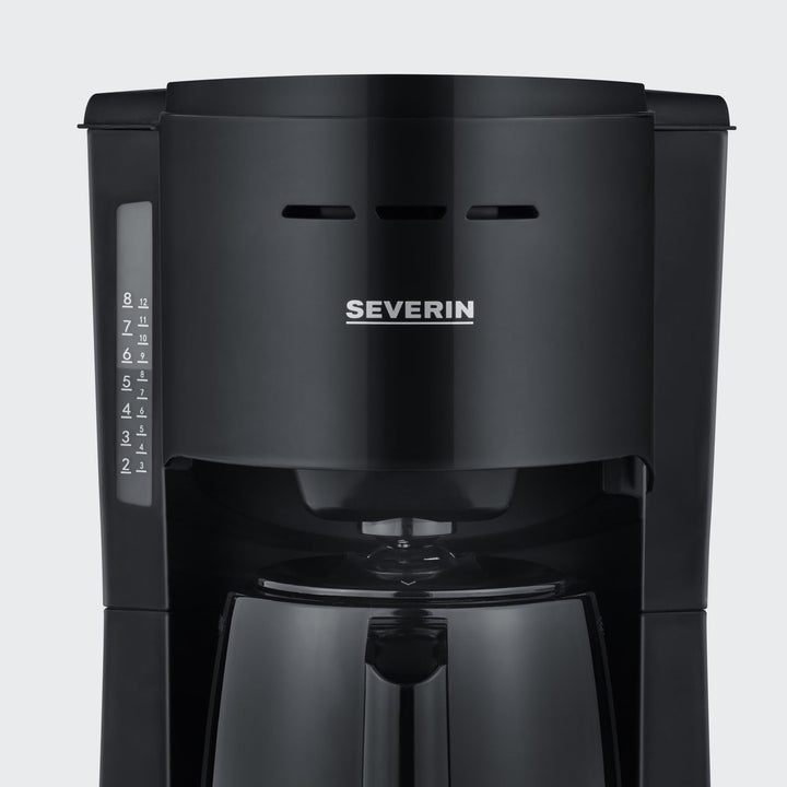 SEVERIN Cafetieră cu filtru cu ulcior termo, Cafetieră pentru până la 8 cești, Cafetieră cu filtru atractivă cu ulcior cu vid, Negru, 1 litru, KA 9306