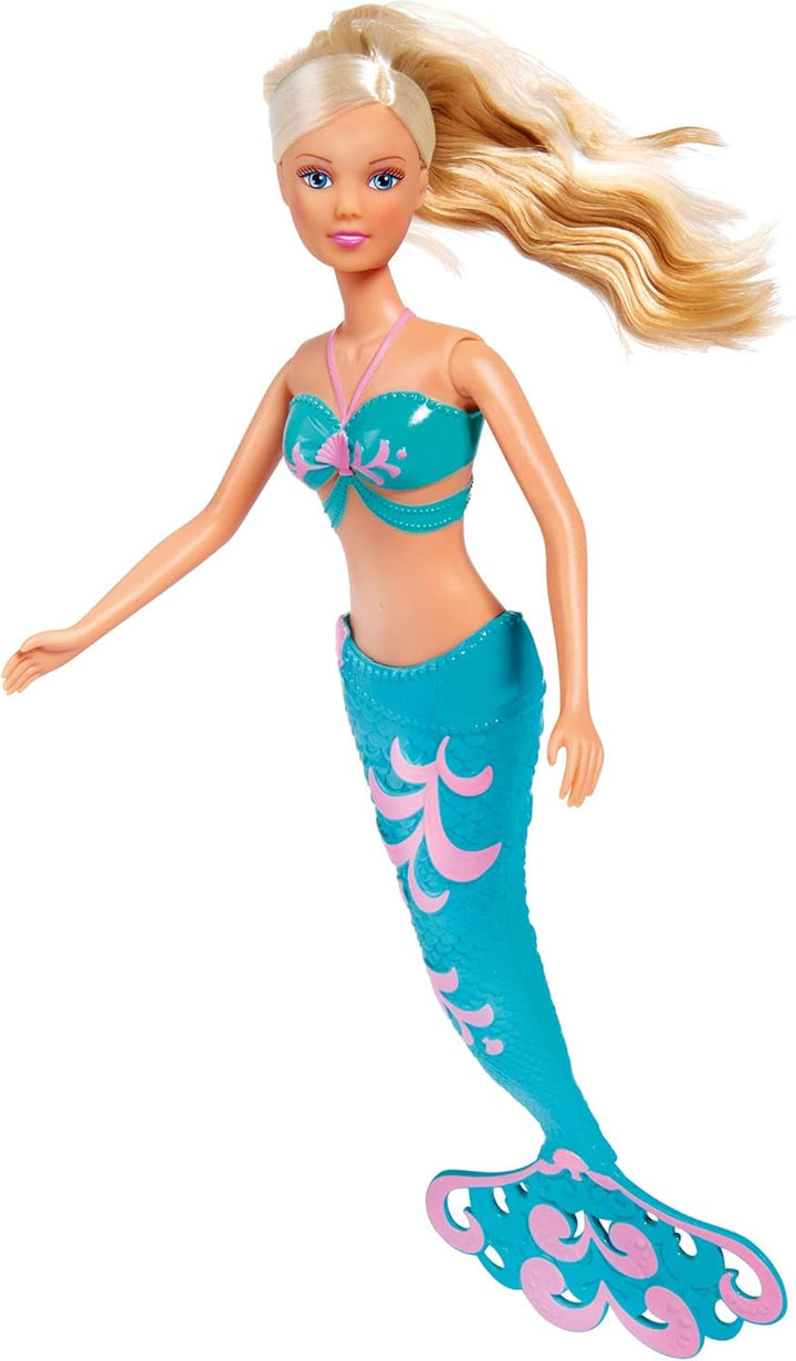 Simba 105733336 - Steffi LOVE Mermaid Friends, păpușă ca o sirenă magică cu sora Evi, figurină cu delfin și multe altele, jucărie pentru copii de la 3 ani în sus