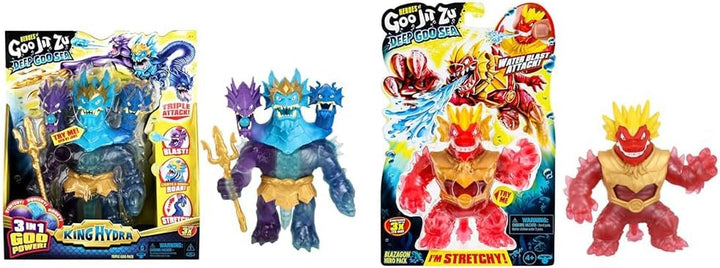 Heroes of Goo Jit Zu Deep GOO Sea King Hydra figurină cu putere de slime 3 în 1, 3 capete și efecte luminoase și sonore