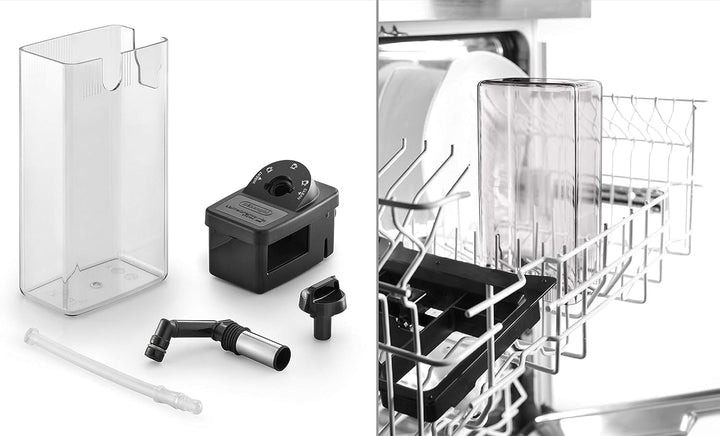 De'Longhi Dinamica ECAM 350.55.B Aparat de cafea complet automat cu sistem de lapte Lattecrema, cappuccino, espresso și cafea la apăsarea unui buton, afișaj digital, funcție 2 cești, rezervor mare de apă de 1,8 litri, negru