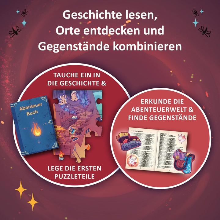 KOSMOS 684853 Puzzle de aventură în Den Tiefen Des Vulkans, 258 piese, Puzzle interactiv de aventură pentru copii cu vârsta de peste 8 ani, Descoperă o poveste de aventură cu fiecare piesă de puzzle