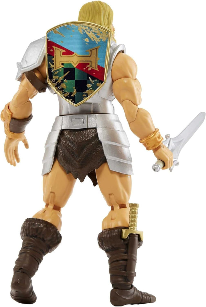 Masters of the Universe HDR45 - Colecția Masterverse, Battle Amour He-Man, aprox. 18 cm înălțime Figurine de acțiune MOTU pentru joacă și colecționare, cadou pentru copii cu vârsta de peste 6 ani