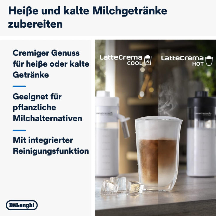 De'Longhi Eletta Explore ECAM452.57.G Aparat de cafea complet automat cu sistem de lapte Lattecrema, Băuturi calde și reci la apăsarea unui buton, Ecran color TFT tactil de 3,5 inch, Cafetieră inclusă, negru