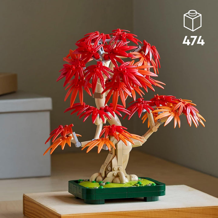 LEGO Botanicals Arțar roșu japonez - Arbore Bonsai - Kit plantă artificială cu frunze roșii și portocalii, plus bol - Decor pentru casă - Idee cadou pentru adulți - 10348