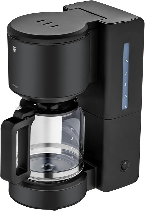 WMF Stelio Aroma filtru de cafea cu ulcior de sticlă, filtru de cafea, 10 cești, filtru de cafea din oțel inoxidabil, opritor de picurare, placă de încălzire, oprire automată, 1000 W, negru mat