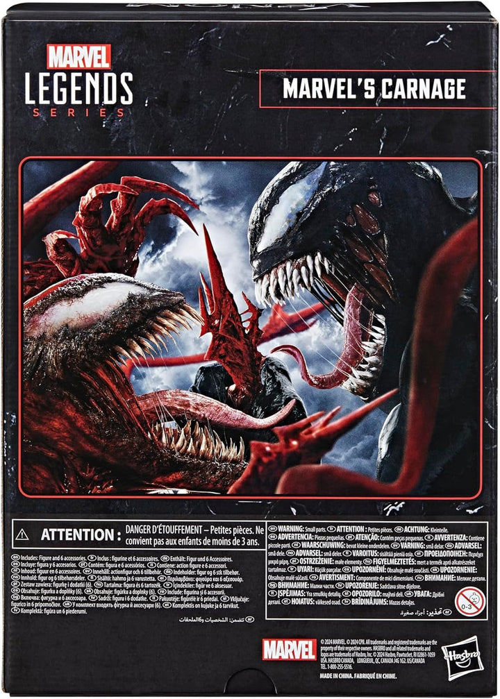 Marvel Legends Series Carnage, figurină de acțiune de lux de colecționat pentru Venom: Let There Be Carnage, 15 cm, roșu