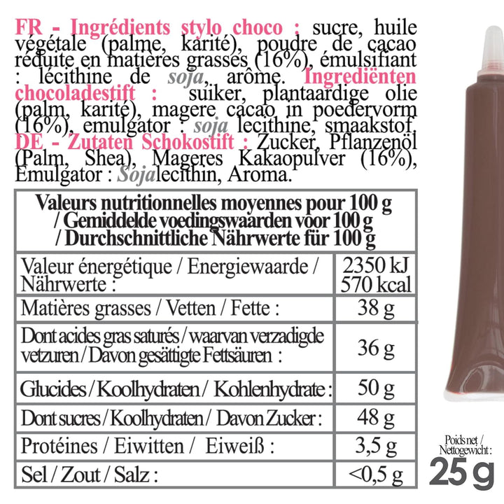 Scrapcooking - Schokoladenstift Braun - Zuckerschrift Schoko 25 G - Essbarer Dekorativer Zuckerstift - Schreiben Und Zeichnen - Beschriftung Von Fondant, Glasuren, Torten - 6801