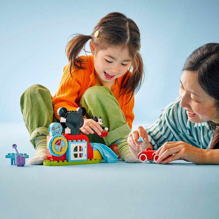 LEGO DUPLO - Disney Mickey's Clubhouse și mașină - jucărie educativă pentru preșcolari - set de construcție cu 2 minifigurine, inclusiv Mickey Mouse și Computer Toodles - idee de cadou pentru băieți și fete de la 2 ani 10454