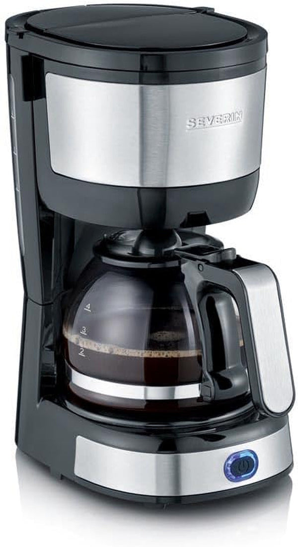 SEVERIN filtru de cafea compact, cafea aromată cu filtru de cafea pentru până la 4 cești, filtru de cafea cu filtru pivotant permanent, oțel inoxidabil / negru, KA 4808