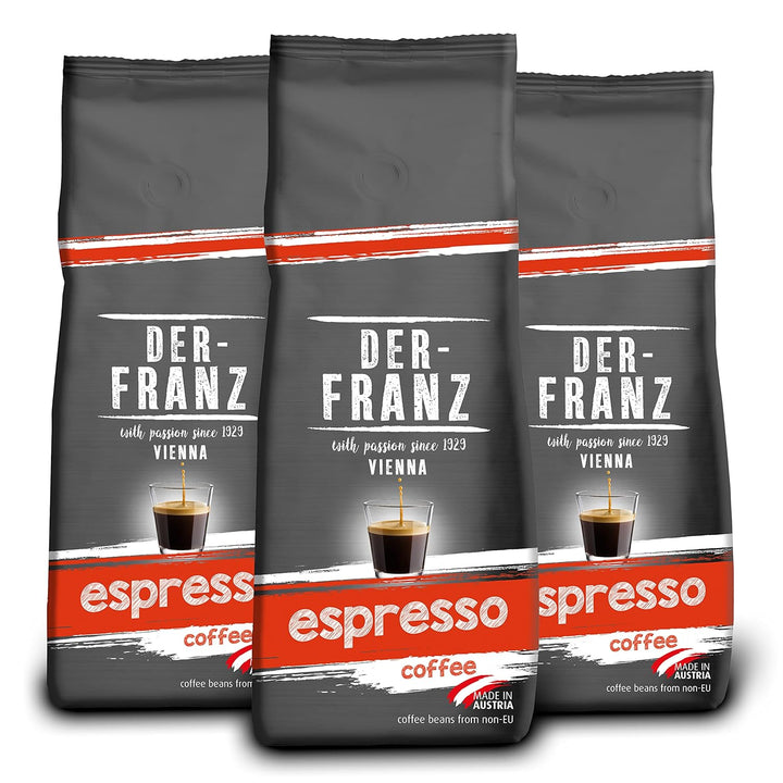 Der-Franz Espresso Bio Kaffee, Intensität 5/5, Bio Arabica Umd Robusta, Ganze Bohne, 3 X 500 G