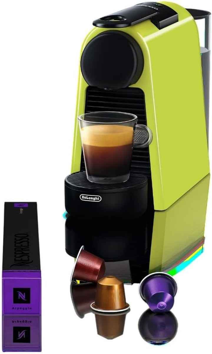 Nespresso De'Longhi Essenza Mini EN 85.B Mașină de cafea cu capsule Set de bun venit cu capsule cu arome diferite 19 Bar presiune pompă, economie de spațiu, 1370W, 0.6Ml, 32.5 X 11 X 20.5 Cm, negru