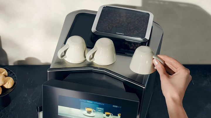 SIEMENS EQ900, Mașină de cafea complet automată cu râșniță, mod barista, râșniță, sistem beanident, ecran Iselect de 6,8", aplicație Home Connect, oțel inoxidabil, TQ905R03
