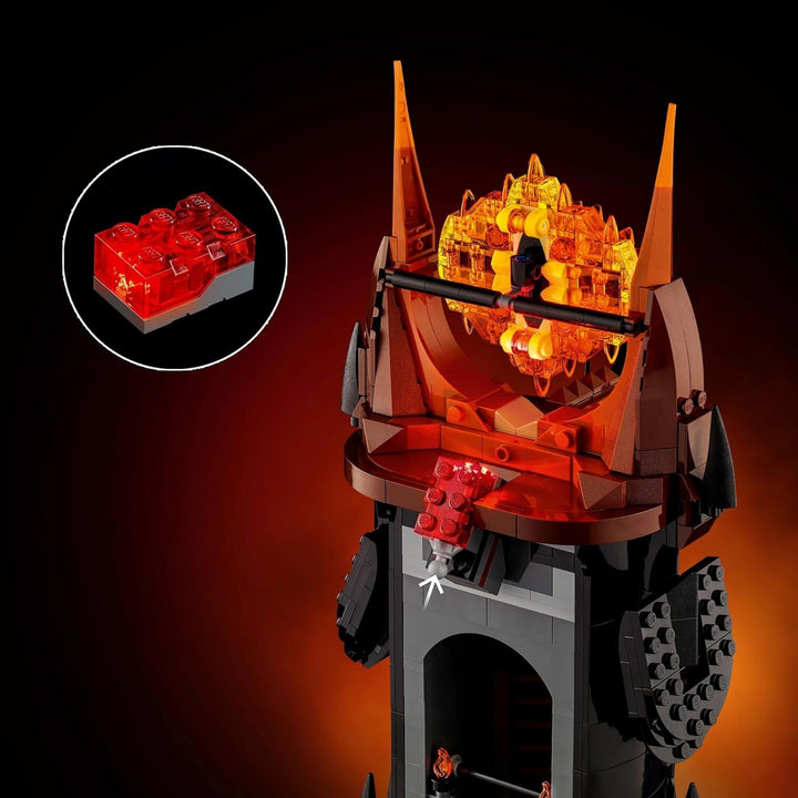 LEGO Icons Stăpânul Inelelor: Barad-Door, set de construcție pentru adulți cu minifigurinele Sauron, Gothmog, Orc, Frodo, Sam și Gollum, Memorabilia filmului, piesă de colecție pentru fani 10333