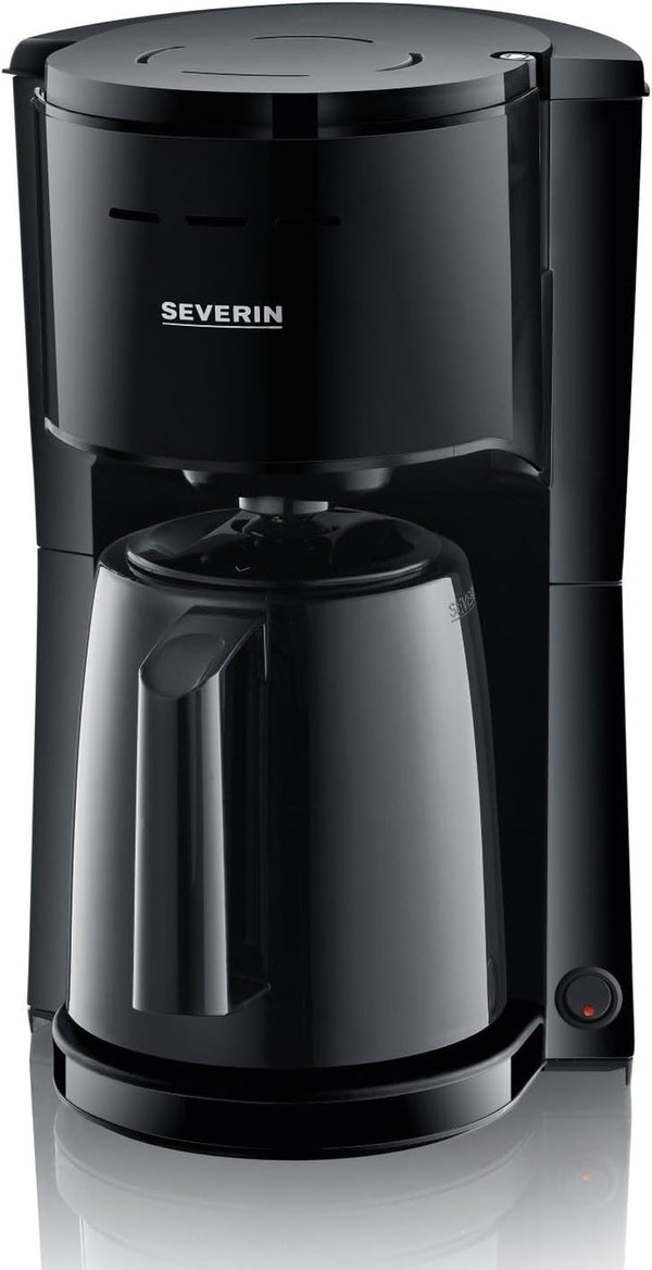 SEVERIN Cafetieră cu filtru cu ulcior termo, Cafetieră pentru până la 8 cești, Cafetieră cu filtru atractivă cu ulcior cu vid, Negru, 1 litru, KA 9306