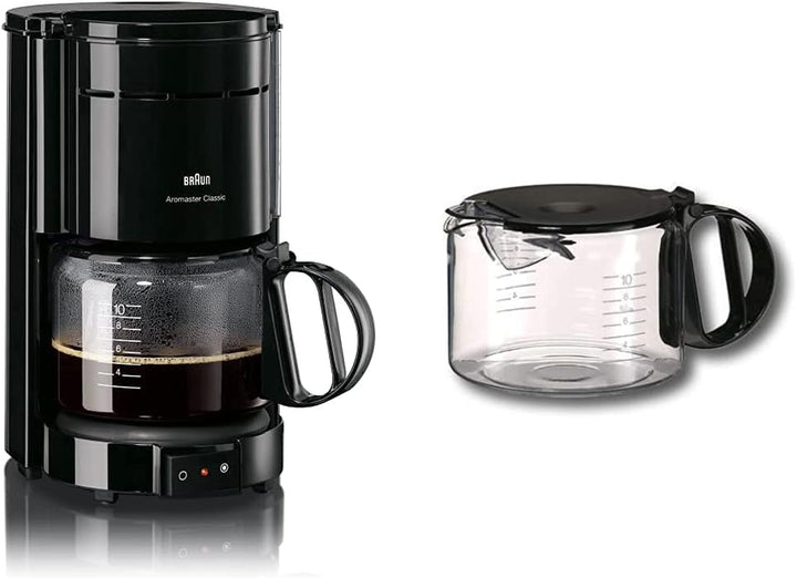 Cafetiera Braun KF 47 WH - Cafetieră cu filtru cu cană din sticlă pentru cafea clasică cu filtru, cafea aromată datorită sistemului Optibrew, oprire prin picurare, oprire automată, alb