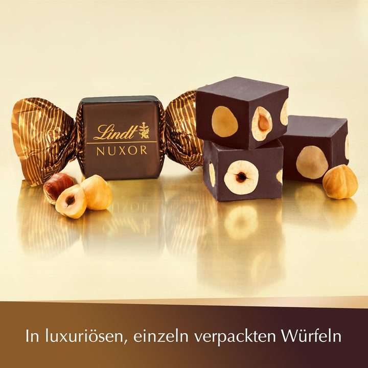 Lindt NUXOR Beutel Feinherb XXL | 700G Beutel | Cremige Gianduja Schokolade (Vollmilch Und Feinherb) Mit Ganzen, Gerösteten Haselnüssen | Pralinen Geschenk | Schokoladengeschenk