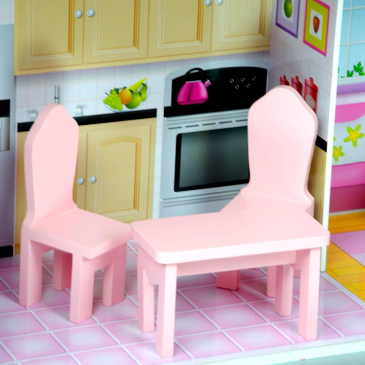 Olivia's Small World Giant Dollhouse, casă mare de păpuși din lemn cu mobilier și accesorii, casă de păpuși cu 3 etaje pentru copii, casă de păpuși pentru păpuși de 12", 3 ani +
