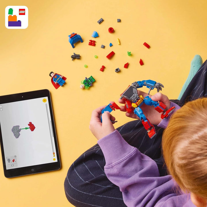 LEGO DC Superman Mech Vs. Lex Luthor - Jucărie de supererou cu 2 minifigurine - Figurină de acțiune construibilă cu brațe, picioare și degete mobile - Cadou pentru băieți și fete cu vârsta peste 6 ani 76302