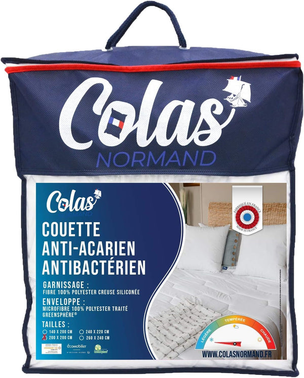 COLAS NORMAND Plapumă antiacarieni și antibacteriană, ușoară, 200 X 200 cm, efect de lungă durată, igienă perfectă, microfibră, moale și confortabilă, lavabilă, franceză, albă 53130248