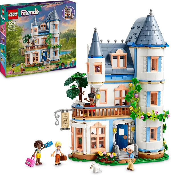 Castelul LEGO Friends cu cazare de vacanță, hotel Playset pentru copii și adolescenți de la 12 ani cu 4 figurine, câine și accesorii, idee de cadou pentru fete și băieți 42638