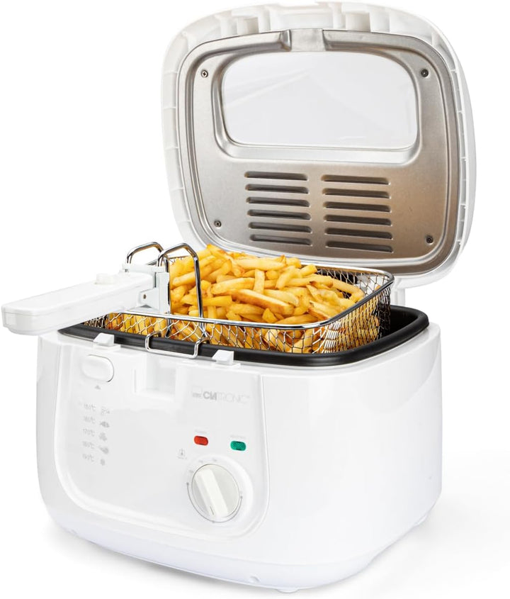 Clatronic® Fritteuse Mit 2,5L Kapazität | Friteuse Mit Fett | Friteuse Öl Mit Geruchs- Und Fettdunstfilter & Antihaft-Ölbehälter | Stufenlos Regelbarer Thermostat | Fritteuse Mit Öl - FR 3771