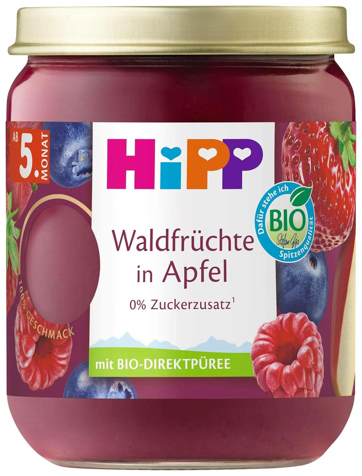 Hipp Organic Fructe de pădure în mere, 160G, pachet de 6 (6X160 grame)