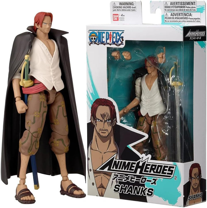 Bandai - Anime Heroes - One Piece Figure - Lorenor Zorro 17 Cm Three Sword Style - Licența oficială One Piece - Movable Manga Figure Zorro 3 Swords - Toy For Children From 4 Years - 37052