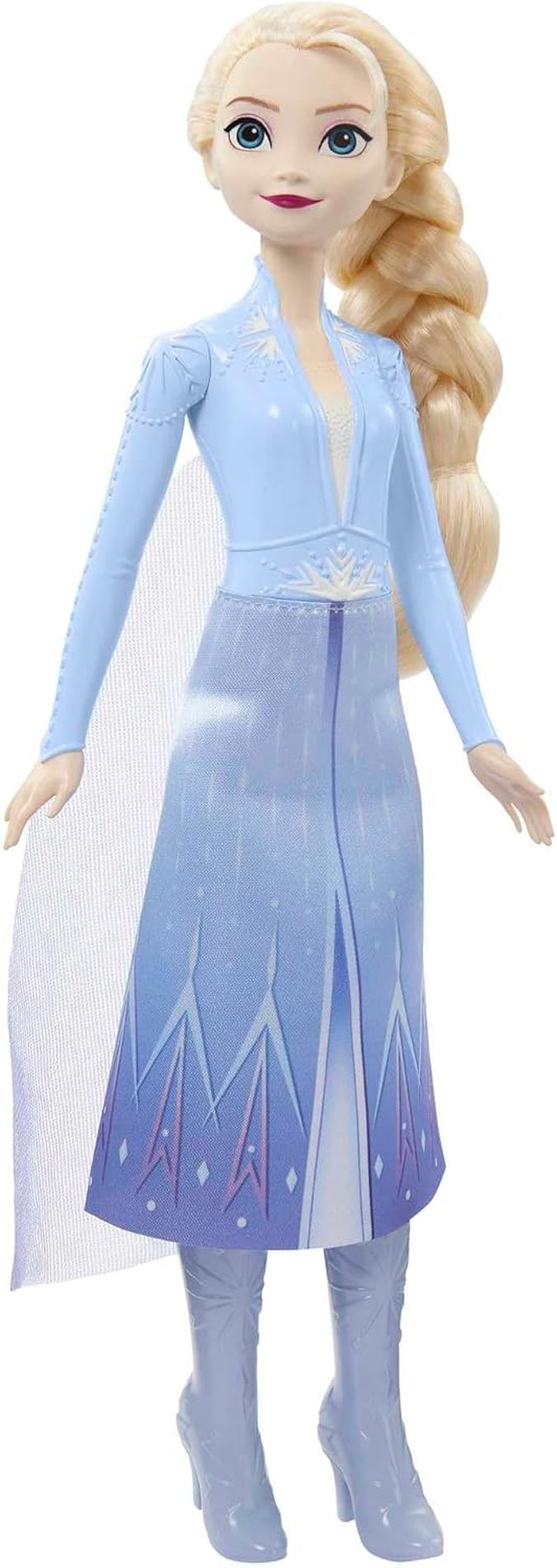 Mattel Disney Prințesa Elsa păpușă, Regina de gheață păpușă în costum de călătorie, păr blond pieptănat, mobil, fustă extensibilă și cizme, cadouri Disney, jucării de la 3 ani, HLW48