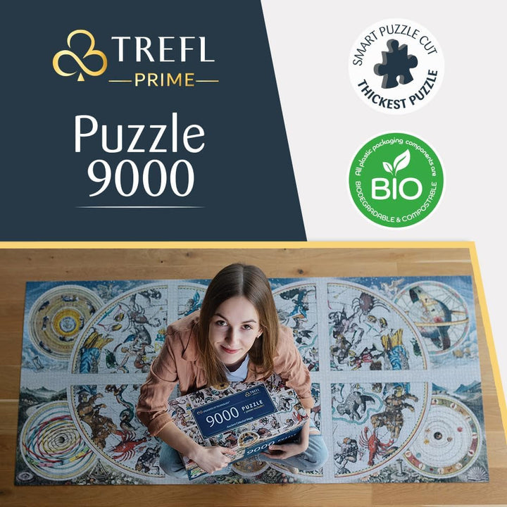 Trefl Prime - Puzzle UFT: Hărți celeste antice - 9000 de piese, puzzle mare cu o hartă celestă antică, cartonul cel mai gros, organic, EKO, divertisment pentru adulți și copii începând cu 12 ani